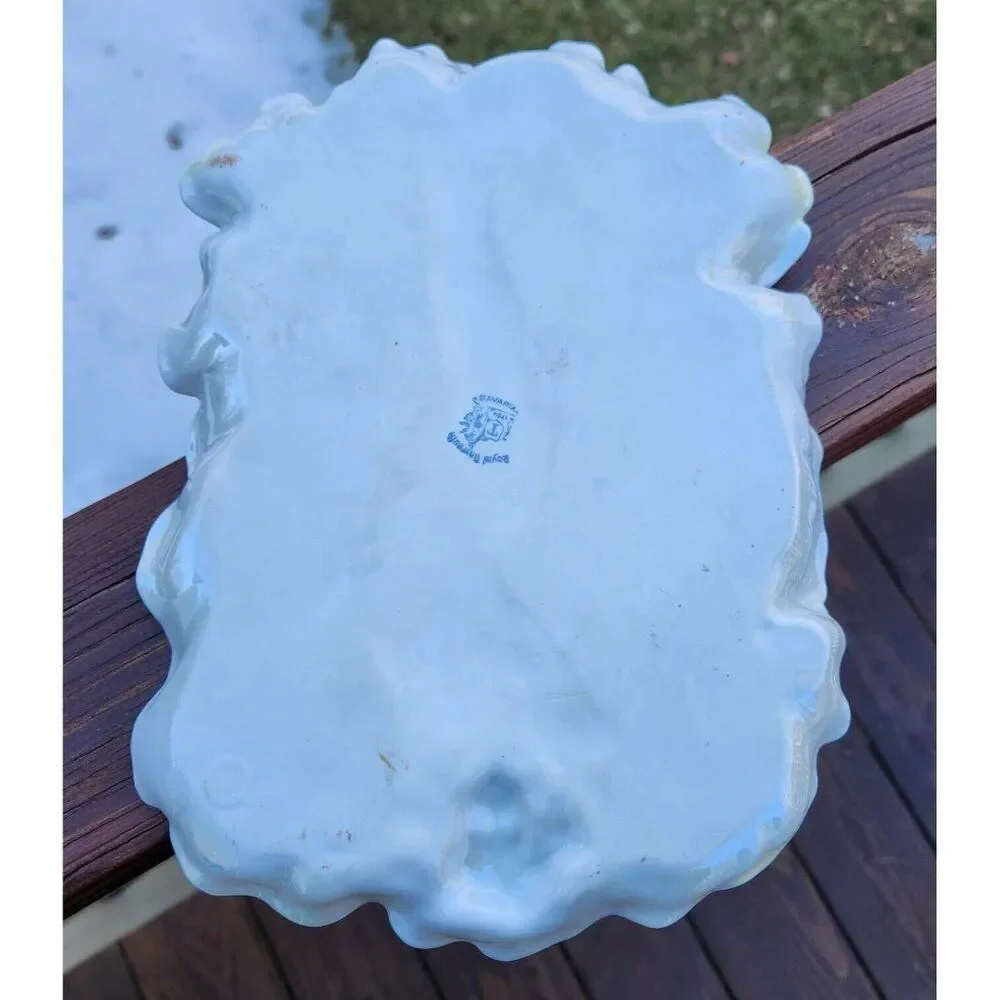 Royal Bayreuth Art Nouveau Lady Figural Woman Dresser Tray Bavaria Blue Mark 10